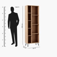 وحدة تخزين ميرو 7 رفوف خشب هندسي بني بارجل معدني م...