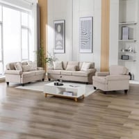 طقم كنب مارزيلا قطعتين قماش لون بيج بأرجل بلاستيك...