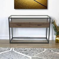 كونسول سيلكشن خشب x زجاج باللون البني غامق مقاس 12...