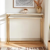 طقم طاولة كونسول من قطعتين بسطح من الرخام الأصلي -...