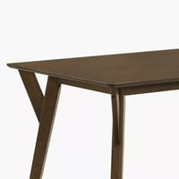 طقم طاولة سفرة مستطيلة خشب صلب بني 6 كراسي مقعد قم...