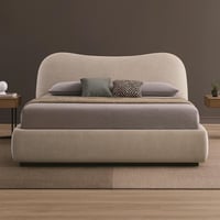 سرير دريم منجد بقماش كتان باللون البيج