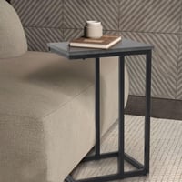 طاولة خدمة إيلاين بسطح خشبي رمادي و قاعدة معدن مقا...