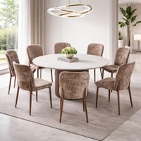 طاولة طعام جولييتّا مستديرة سطح بديل الرخام ابيض و...