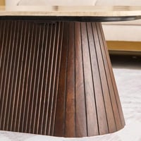 طاولة قهوة لونڤيسّا بسطح رخامي بيج وقاعدة خشبية سا...