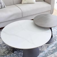 طقم 2 طاولة قهوة مارالينا سطح من الحجر الملبد ابيض...