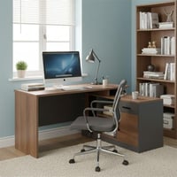 مكتب روبكس خشب بتصميم عملي - لون بني و رمادي