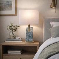 اباجورة طاولة ألميرا بقاعدة رخامية ازرق ولمسة معدن...