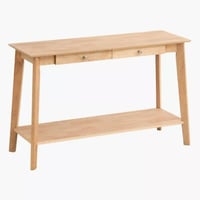 طاولة كونسول تريفينا مع درجين و رف خشبي لون بيج