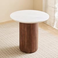 طاولة سفرة بسطح رخام أصلي مستدير لـ2 مقاعد مع قاعد...