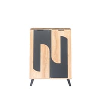 خزانة أحذية بابين خشب ماليزي اللون خشبي وأسود مقاس...