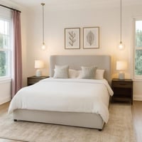 سرير فينيسيا منجد بالكامل قماش بوكليه ناعم لون بيج