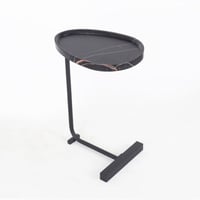 طاولة خدمة جانبية لوتس بسطح خشب أسود و قاعدة معدن...