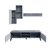 وحدة تلفزيون دوناتا 4 قطع خشب ماليزي 160 سم - رماد...