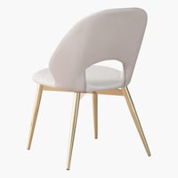 كرسي طعام قماش ابيض بأرجل معدن ذهبي من بيرل