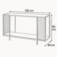 كونسول لُجينيا زجاجي و هيكل معدني مع رف من الخشب ل...