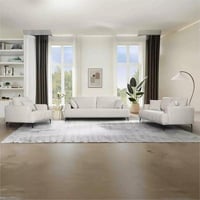 كنبة دِلفورا 3 مقاعد مع وسادتين قماش لون بيج بأرجل...