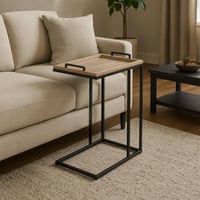 طاولة خدمة تيما بسطح خشبي و قاعدة معدن مقاس 45x28x...