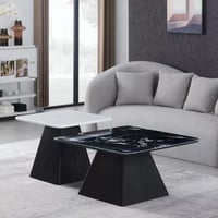طقم طاولة قهوة تورڤيلّي قطعتين بسطح حجري لون اسود...