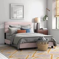 سرير اليزا منجد بقماش مخمل باللون الوردي