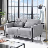 كنبة إلينزا 2 مقعد مع 2 وسادة مستطيلة قماش لون رما...