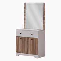 طاولة تزيين مع مرآة بدرج واحد وببابين من لونفيريا