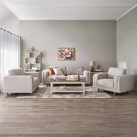 كنبة مفردة أفيلينا بمساند ذراعين قماش كتان بلون بي...