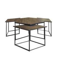 طقم طاولات قهوة كييارا متداخلة خشب 4 قطع بني بقاعد...