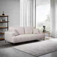 كنبة دِلفورا 3 مقاعد مع وسادتين قماش لون بيج بأرجل...