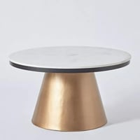 طاولة قهوة إدوين بسطح رخام و قاعدة معدن ذهبي مقاس...