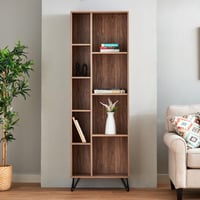 وحدة تخزين ميرو 7 رفوف خشب هندسي بني بارجل معدني م...