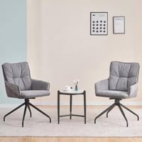 طقم طاولة سطح أحجار متكلسة مقعدين قماش لون رمادي ب...