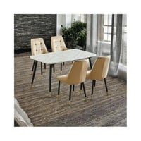 طقم طاولة طعام دولار رخام صناعي بارجل معدنية -4كرا...