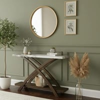 كونسول مدخل داماس خشب لون بني و أبيض مقاس 120x78x4...