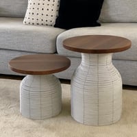 طقم طاولات خزف بأسطح خشبي ليڤارا