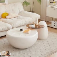 طقم طاولات قهوة سيسيل بسطح زجاج و قواعد خشب - 2 جب...