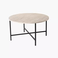 طاولة قهوة فالريسا مستديرة خشب هندسي ابيض مع 4 كرا...