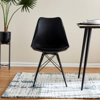 كرسي طعام من إلفيس جلد اسود بارجل معدن مقاس 83X59X...