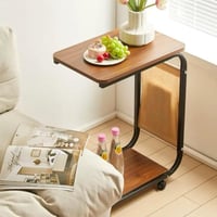 طاولة خدمة رولكس بسطح خشبي وجيب جانبي قماش لون بني...