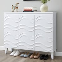 خزانة أحذية نورلين خشب 3 أبواب باللون الأبيض مقاس...