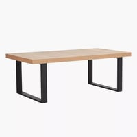 طاولة قهوة كورڤيناي سطح من خشب هندسي بيج بقاعدة مع...