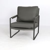 كرسي مفرد دومز جلد بتصميم معدن لون بيج