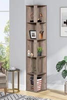 وحدة رفوف زاوية أدي – 5 رفوف خشب ماليزي – رمادي ما...