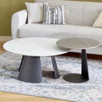 طقم 2 طاولة قهوة مارالينا سطح من الحجر الملبد ابيض...