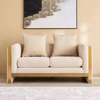 كنبة أوليفارا و مقعدين مع وسادتين قماش لون كريمي و...