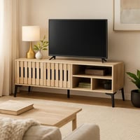 طاولة تلفزيون عصرية بتصميم انيق بطول 140سم-لون بيج