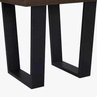 طاولة جانبية سطح خشب هندسي بني بقاعدة معدن اسود -...