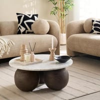 طاولة قهوة ميرڤيسّا بسطح من الرخام الأصلي وقاعدة م...