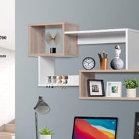 أرفف حائط متشابكة عملية باللون الأبيض والخشبي