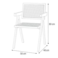 كرسي خشبي أنيق مع مقعد ومسند من الخيزران لون بني x...